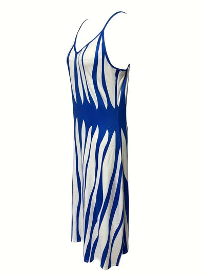 Vestido Con Cuello En V Con Estampado Geométrico