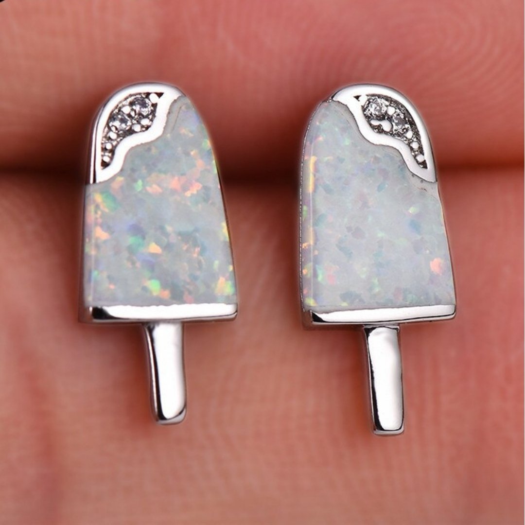 Aretes Helado en Ópalo con Plata y Oro Rosa