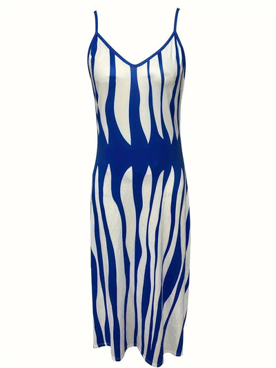 Vestido Con Cuello En V Con Estampado Geométrico