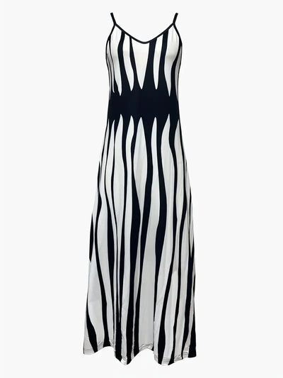 Vestido Con Cuello En V Con Estampado Geométrico