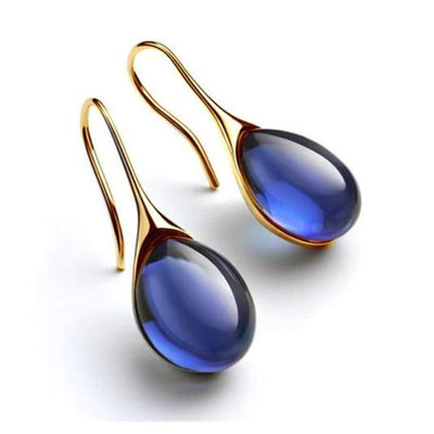 Aretes de Gota de Cristal en Oro y Plata