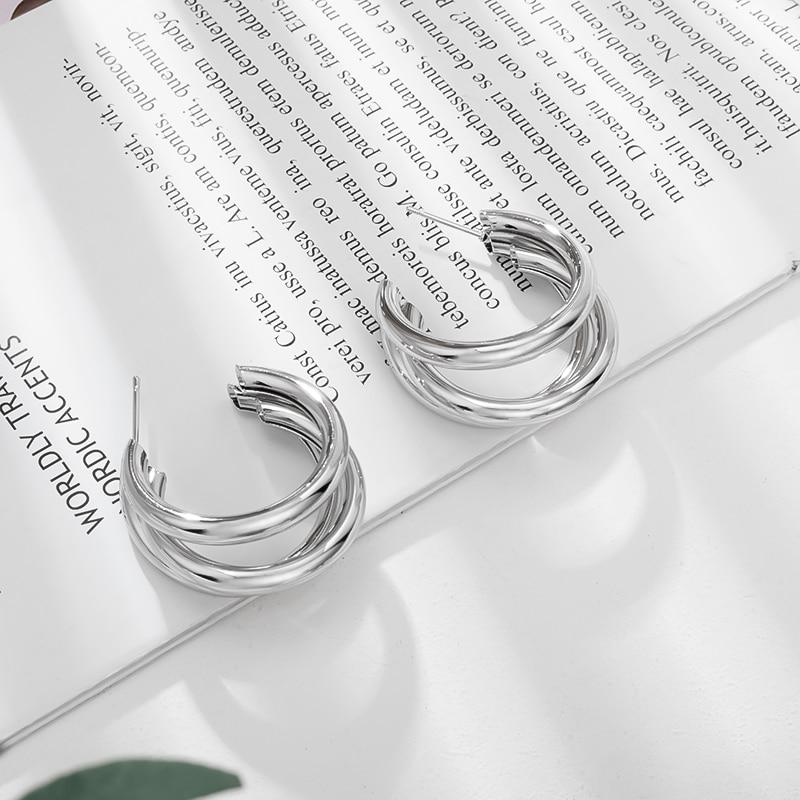 Pendiente de Aro Triple en Oro y Plata