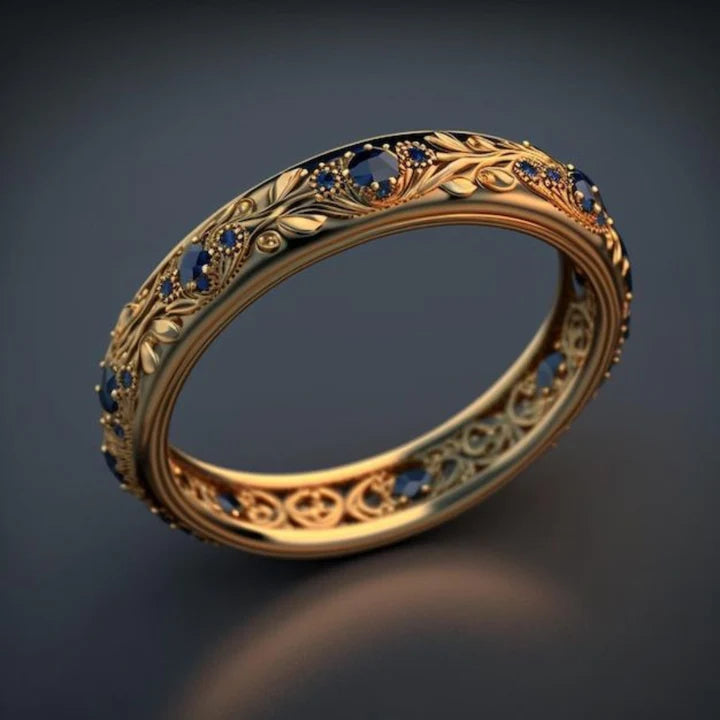Anillo Fino Éxotico Azul Dorado