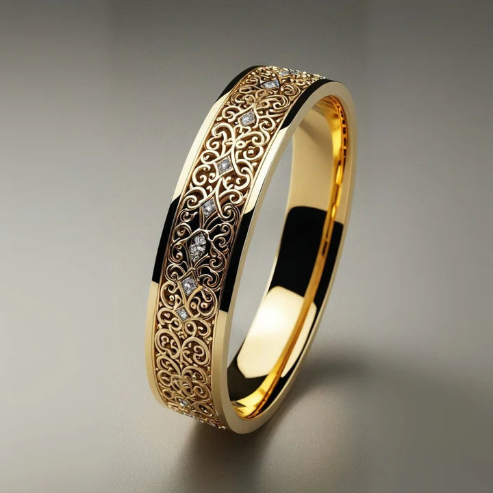 Anillo Éxotico Fino Mandala Dorada