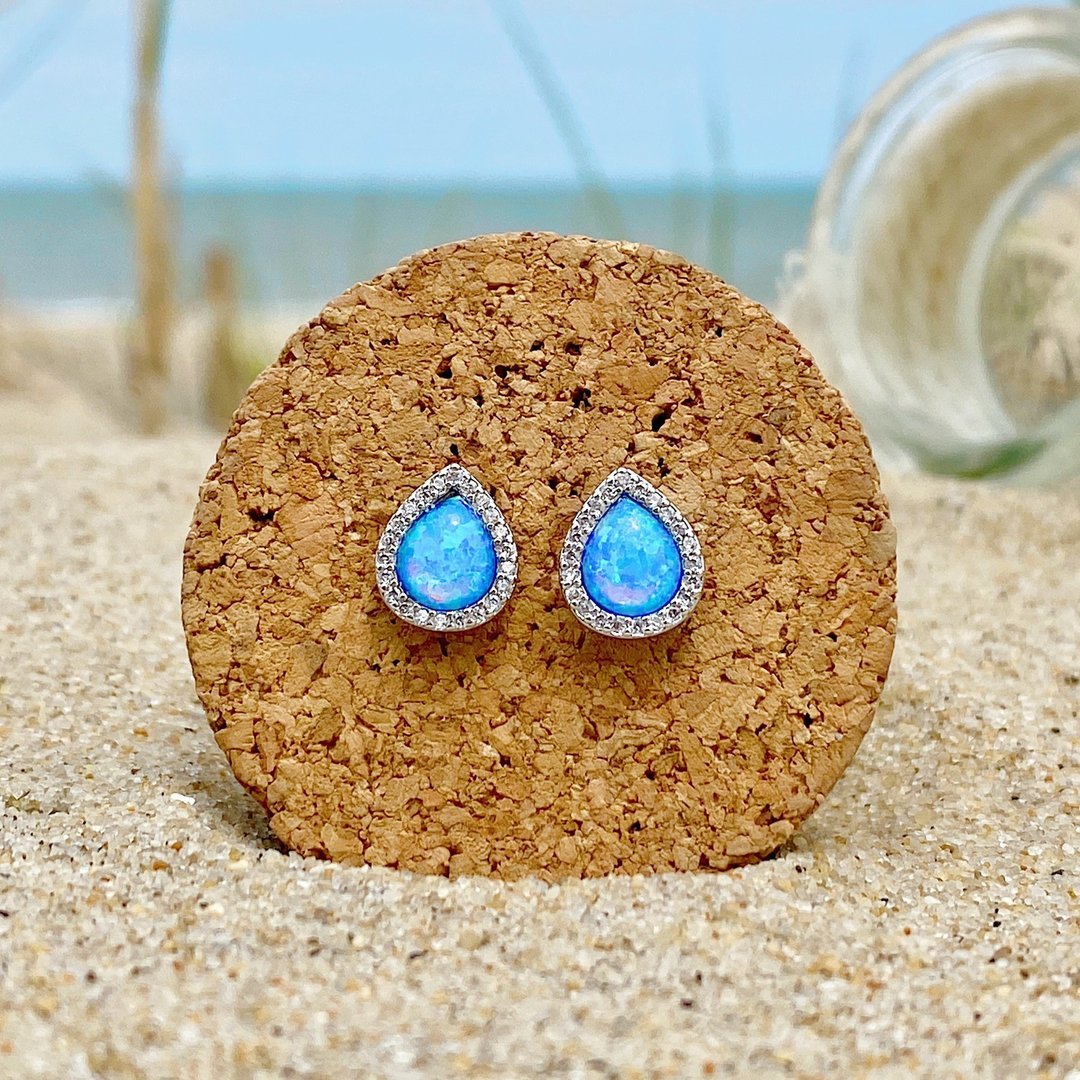 Aretes Gota en Ópalo y Plata