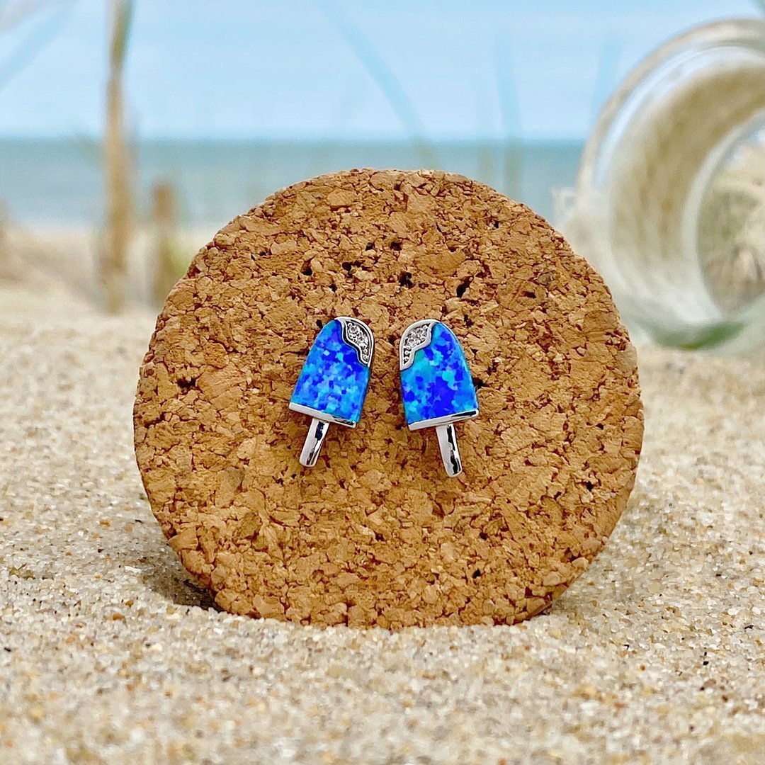 Aretes Helado en Ópalo con Plata y Oro Rosa