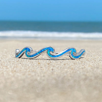 Brazalete Triple Ola en Ópalo y Plata