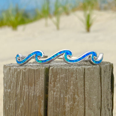 Brazalete Triple Ola en Ópalo y Plata