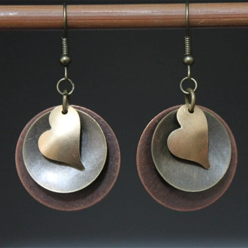 Aretes Corazó Dorado y Plata Vintage