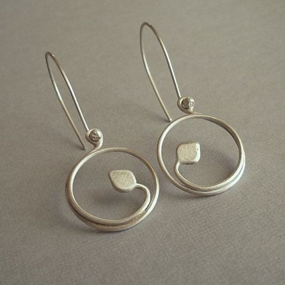 Aretes Circulo Hueco Plateado Vintage