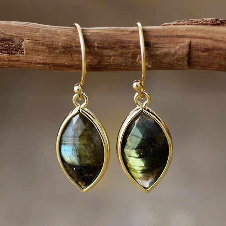 Aretes Verdes en Oro Vintage