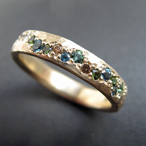 Anillo Fino Dorado Multicolor Vintage