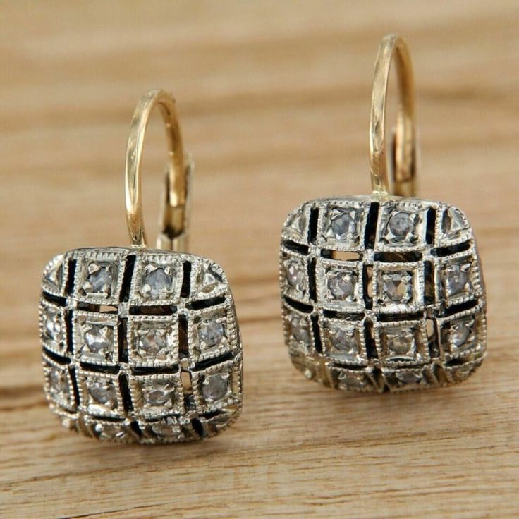 Aretes Cuadrados Brillantes Vintage