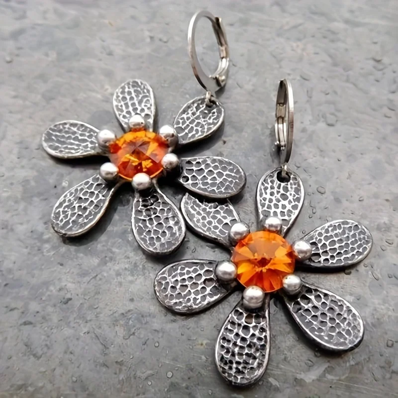 Aretes Margaritas Naranjas Vintage