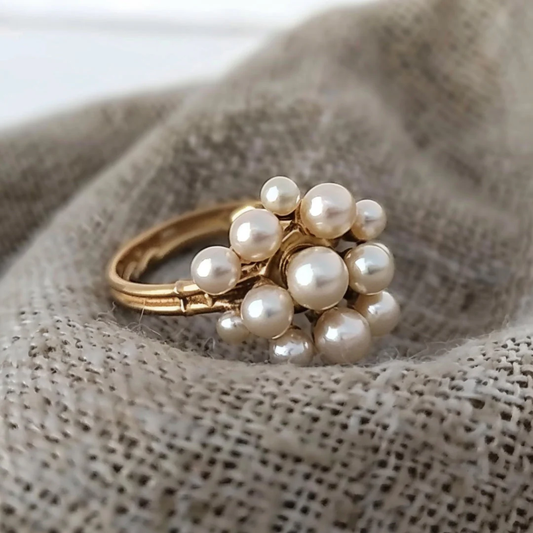 Anillo Perla Dorado Vintage
