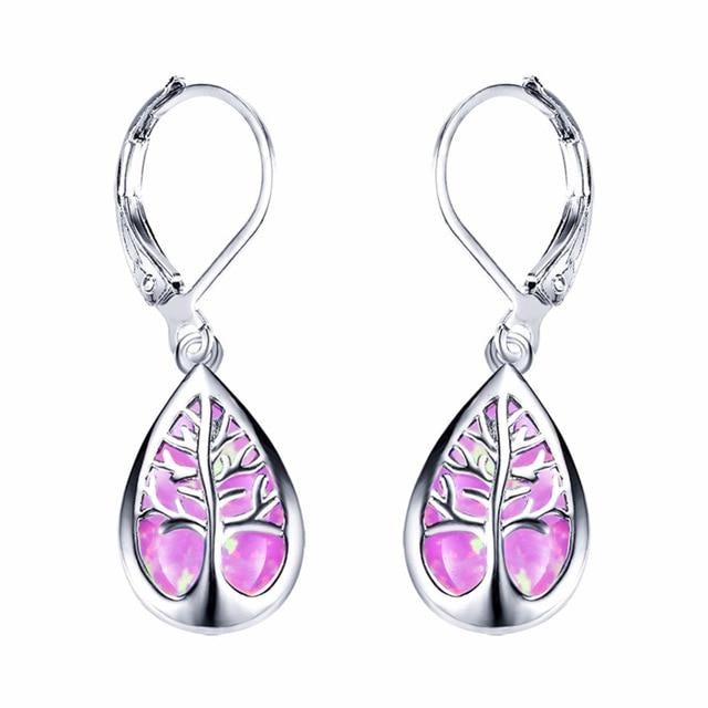 Aretes Árbol de la Vida en Ópalo y Plata