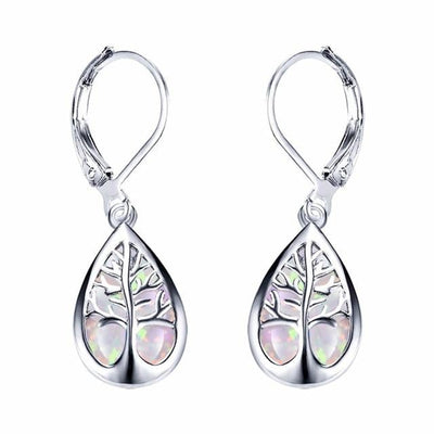 Aretes Árbol de la Vida en Ópalo y Plata