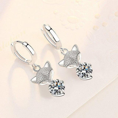 Aretes Zorro en Plata y Circonitas