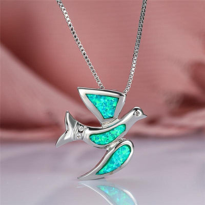 Colgante Paloma Mensajera en Ópalo y Plata